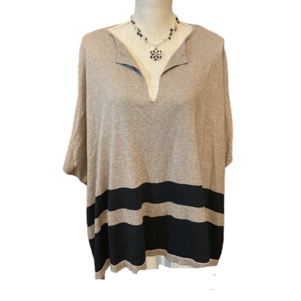 August Silk V-Neck Sweater Poncho - Picture 2 of 5